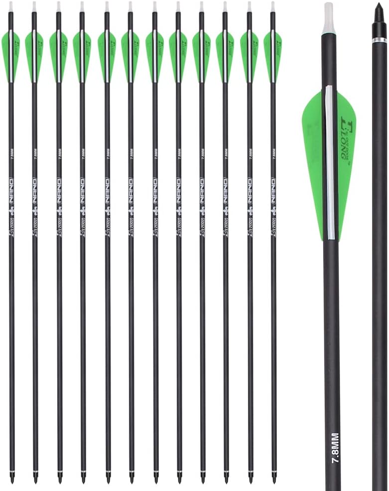 Yls Archery 26/28/30Inch Carbon Arrow Practice Hunting Arrows with100 Grain Removable Tips for Compound & Recurve Bow(Pack of 12) - Image 1